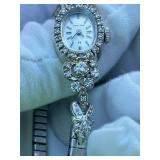 Vintage Hamilton 14K White Gold and Diamond Ladies Manual Wind-Up Watch (6.5") in Working Condition Vintage Hamilton 14K White Gold and Diamond Ladies Manual Wind-Up Watch (6.5") in Working Condition