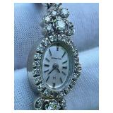 Vintage Hamilton 14K White Gold and Diamond Ladies Manual Wind-Up Watch (6.5") in Working Condition Vintage Hamilton 14K White Gold and Diamond Ladies Manual Wind-Up Watch (6.5") in Working Condition