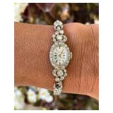 Vintage Hamilton 14K White Gold and Diamond Ladies Manual Wind-Up Watch (6.5 Vintage Hamilton 14K White Gold and Diamond Ladies Manual Wind-Up Watch (6.5
