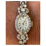 Vintage Hamilton 14K White Gold and Diamond Ladies Manual Wind-Up Watch (6.5") in Working Condition Vintage Hamilton 14K White Gold and Diamond Ladies Manual Wind-Up Watch (6.5") in Working Condition