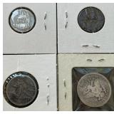 Antique U.S. Coin Lot - 1905 Liberty "V" Nickel, 1916-S Barber Dime, 1899 Barber Quarter, and 1899 Indian Head Penny Antique U.S. Coin Lot - 1905 Liberty "V" Nickel, 1916-S Barber Dime, 1899 Barber Quarter, and 1899 Indian Head Penny