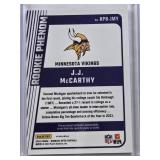 J.J. McCarthy Rookie 2024 Panini Donruss Optic Blue Hyper Relic #RPB-JMY - Minnesota Vikings Football Card J.J. McCarthy Rookie 2024 Panini Donruss Optic Blue Hyper Relic #RPB-JMY - Minnesota Vikings Football Card