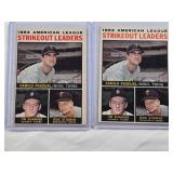Lot of 2 Camilo Pascual, Jim Bunning, and Dick Stigman Baseball Cards Featuring 1963 American League Strikeout Leaders Lot of 2 Camilo Pascual, Jim Bunning, and Dick Stigman Baseball Cards Featuring 1963 American League Strikeout Leaders