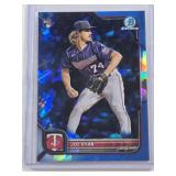 Joe Ryan Rookie 2022 Bowman Chrome Sapphire #8 - Minnesota Twins Baseball Card Joe Ryan Rookie 2022 Bowman Chrome Sapphire #8 - Minnesota Twins Baseball Card
