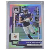 Justin Jefferson 2022 Panini Donruss Optic Prizm Silver Holo #129 - Minnesota Vikings Football Card Justin Jefferson 2022 Panini Donruss Optic Prizm Silver Holo #129 - Minnesota Vikings Football Card