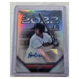Brooks Lee Rookie Auto 2022 Bowman Chrome Refractor #C22A-BL and Numbered 125/250 - Minnesota Twins Baseball Card Brooks Lee Rookie Auto 2022 Bowman Chrome Refractor #C22A-BL and Numbered 125/250 - Minnesota Twins Baseball Card