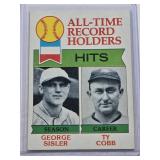 George Sisler and Ty Cobb 1979 Topps #411 Hits All-Time Record Holders - Browns and Tigers Vintage Baseball Card George Sisler and Ty Cobb 1979 Topps #411 Hits All-Time Record Holders - Browns and Tigers Vintage Baseball Card