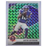 Justin Jefferson 2021 Panini Mosaic Green Prizm #132 - Minnesota Vikings Football Card Justin Jefferson 2021 Panini Mosaic Green Prizm #132 - Minnesota Vikings Football Card
