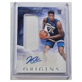 Jarrett Culver Rookie Patch Auto 2019-20 Panini Origins #145 - Minnesota Timberwolves Basketball Card Jarrett Culver Rookie Patch Auto 2019-20 Panini Origins #145 - Minnesota Timberwolves Basketball Card