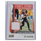 Joe Burrow 2021 Panini Score First Score Relic #FS2 - Cincinnati Bengals Football Card Joe Burrow 2021 Panini Score First Score Relic #FS2 - Cincinnati Bengals Football Card