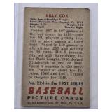 Billy Cox 1951 Bowman #224 - Brooklyn Dodgers Vintage Baseball Card Billy Cox 1951 Bowman #224 - Brooklyn Dodgers Vintage Baseball Card