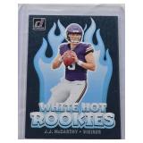 J.J. McCarthy Rookie 2024 Panini Donruss White Hot Rookies Insert #WH1 - Minnesota Vikings Football Card J.J. McCarthy Rookie 2024 Panini Donruss White Hot Rookies Insert #WH1 - Minnesota Vikings Football Card
