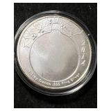 1 TROY OZ .999 FINE SILVER 2014 SEASONS GREETINGS ROUND IN AIRTITE