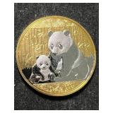 2012 CHINESE PANDA 1 TROY OZ .999 FINE SILVER GOLD PLATED
