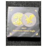 2023 AMERICAN SILVER EAGLE GOLD PLATED IN CASE (500 MINTED)
