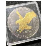 2023 AMERICAN SILVER EAGLE GOLD PLATED IN CASE (500 MINTED)