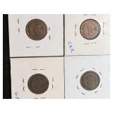 4 US INDIAN HEAD CENTS 1889 1906 1907 1908
