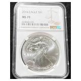 2014 AMERICAN SILVER EAGLE NGC MS70