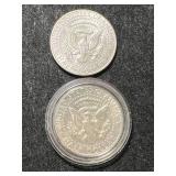 2 US 40% SILVER KENNEDY HALF DOLLARS 1965 1969