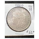 1881-O US MORGAN SILVER DOLLAR AU58
