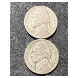 2 US WAR NICKELS 1942 1944