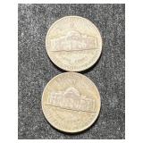 2 US WAR NICKELS 1942 1944