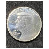 1 TROY OZ .999 FINE SILVER DONALD TRUMP ROUND