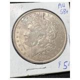 1889 US MORGAN SILVER DOLLAR AU58