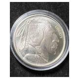 1 TROY OZ .999 FINE SILVER BUFFALO INDIAN ROUND IN AIRTITE