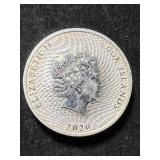2020 COOK ISLANDS ROUND 2 TROY OZ .9999 FINE SILVER