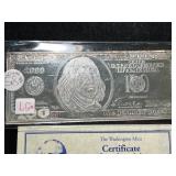 4 TROY OZ .999 FINE SILVER $100 BILL DESIGNED BAR