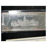 4 TROY OZ .999 FINE SILVER $100 BILL DESIGNED BAR