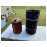 GAS CAN AND EMPTY BARREL GAS CAN AND EMPTY BARREL