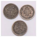 US Liberty Seated Half Dimes Lot of 7 US Liberty Seated Half Dimes Lot of 7