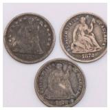 US Liberty Seated Half Dimes Lot of 7 US Liberty Seated Half Dimes Lot of 7