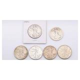 US Walking Liberty Half Dollar Lot of 6 US Walking Liberty Half Dollar Lot of 6