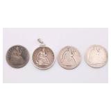 US Seated Liberty Quarter Lot of 4 US Seated Liberty Quarter Lot of 4