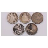 US Seated Liberty Dime Lot of 5 US Seated Liberty Dime Lot of 5