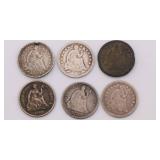 US Seated Liberty Half Dime Lot of 6 US Seated Liberty Half Dime Lot of 6