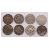US Shield Nickel Lot of 8 US Shield Nickel Lot of 8