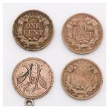US "Flying Eagle" 1 Cent Lot of 4 US "Flying Eagle" 1 Cent Lot of 4