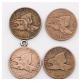 US "Flying Eagle" 1 Cent Lot of 4 US "Flying Eagle" 1 Cent Lot of 4
