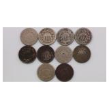 US Shield Nickel Lot of 10 US Shield Nickel Lot of 10