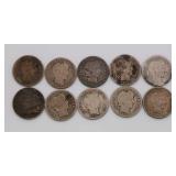 US Liberty Head Dime Lot of 10 US Liberty Head Dime Lot of 10