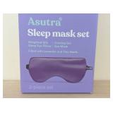 Asutra Natural Sleep Mask Set with Weighted Lavender Silk Eye Pillow & Cooling Gel Mask - 2pc