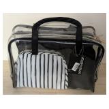 Sonia Kashuk Makeup Organizer Bag Set Clear Weekender 4 Bags - New