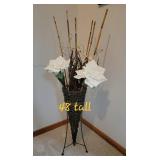 Tall Cone Basket White Magnolia Floral Décor