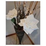 Tall Cone Basket White Magnolia Floral Décor