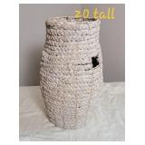 Tall White Wash Handle Basket, A