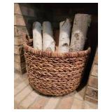 Robust Woven Basket Firewood Holder